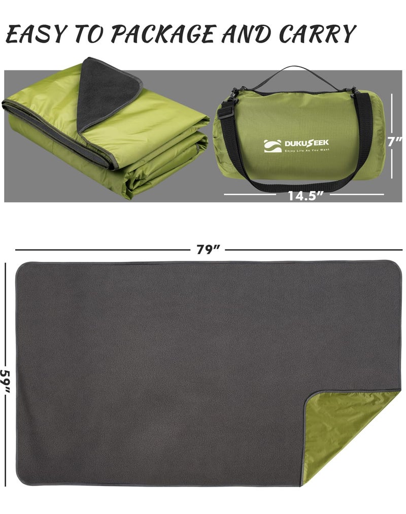 DUKUSEEK Waterproof Blanket Outdoor, Hooded Blanket Poncho - Large (79x56), Portable, Windproof Fleece Blankets for Cold Weather Camping, Picnic, Sports, Boat, Dogs, Festivals, Car, Emergencyâ€¦ - Image 4